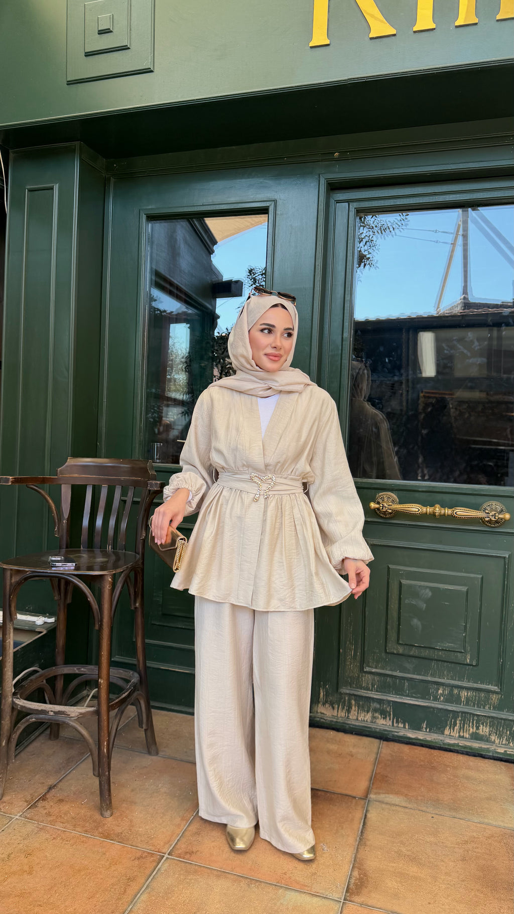 Liyana Kimono Takım Bej