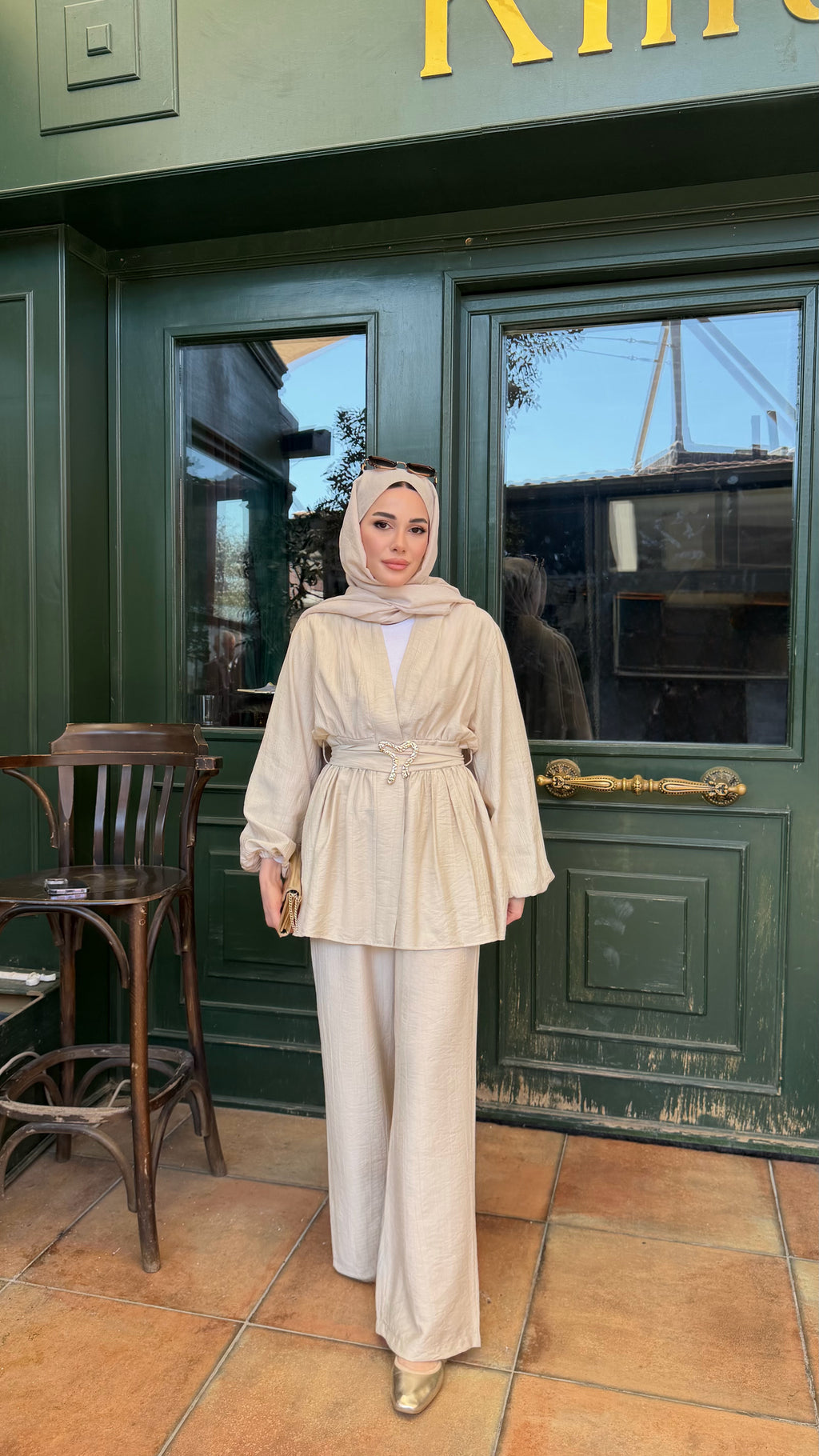 Liyana Kimono Takım Bej