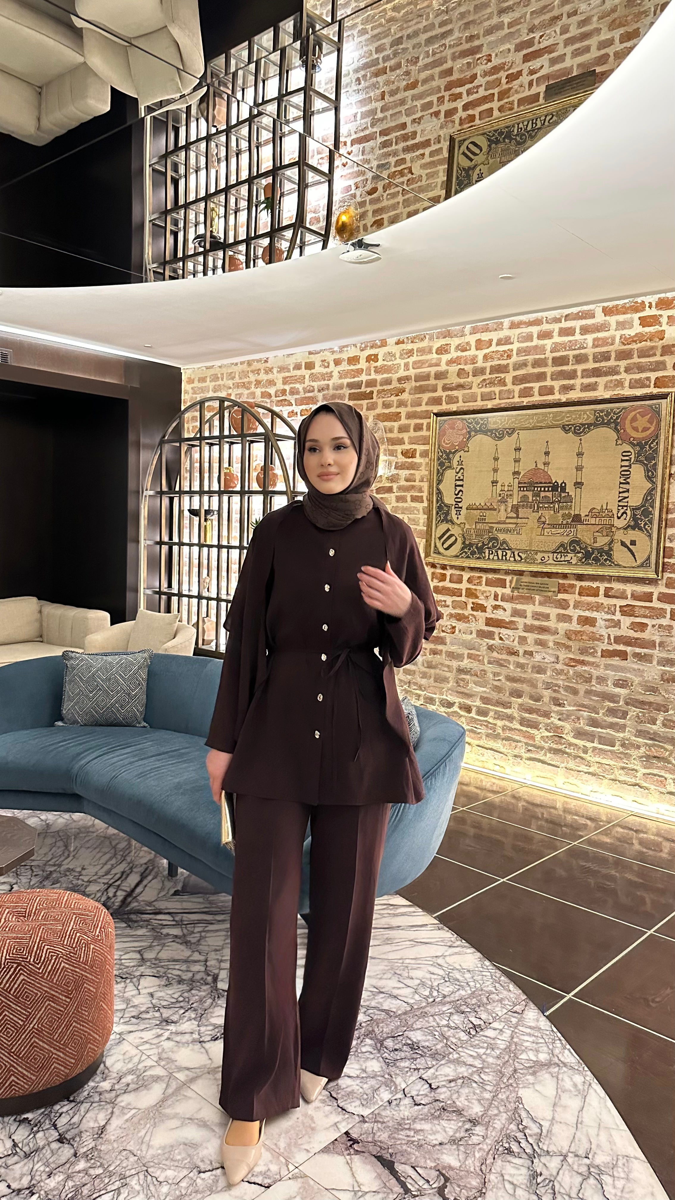 Elora Pelerin Takım Kahverengi